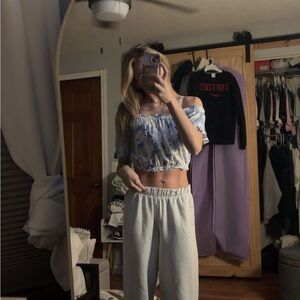 Blue Floral Off-Shoulder Top